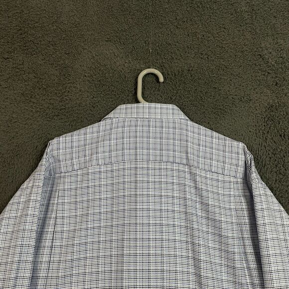 Eton Dress Shirt Mens 19.5 Blue Houndstooth Classic Fit Spread Collar Button Up - Picture 8 of 12